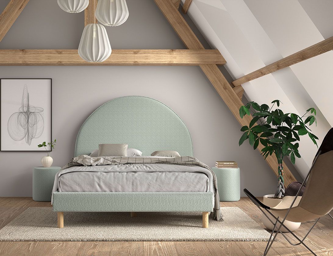 VIPACK - Lit Lune 140 X 200 Cm Vert Boucle