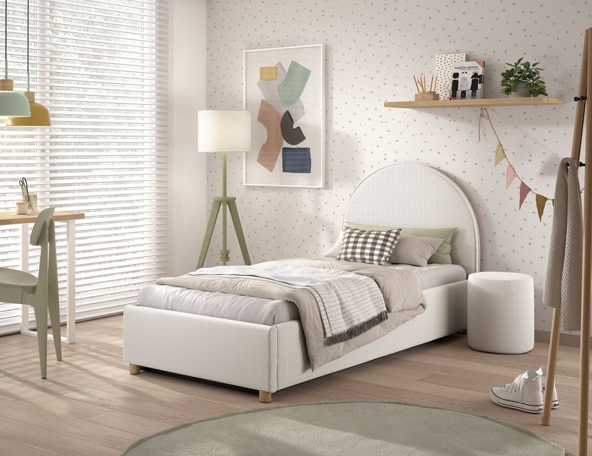 VIPACK - Lit LUNE Stockage 90 X 200 Cm Blanc