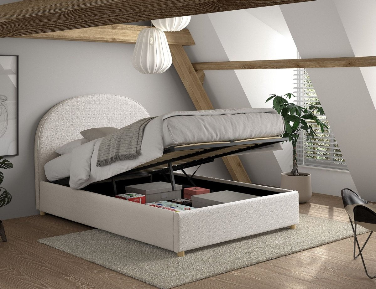 VIPACK - Lit LUNE Stokage 140 X 200 Cm Blanc