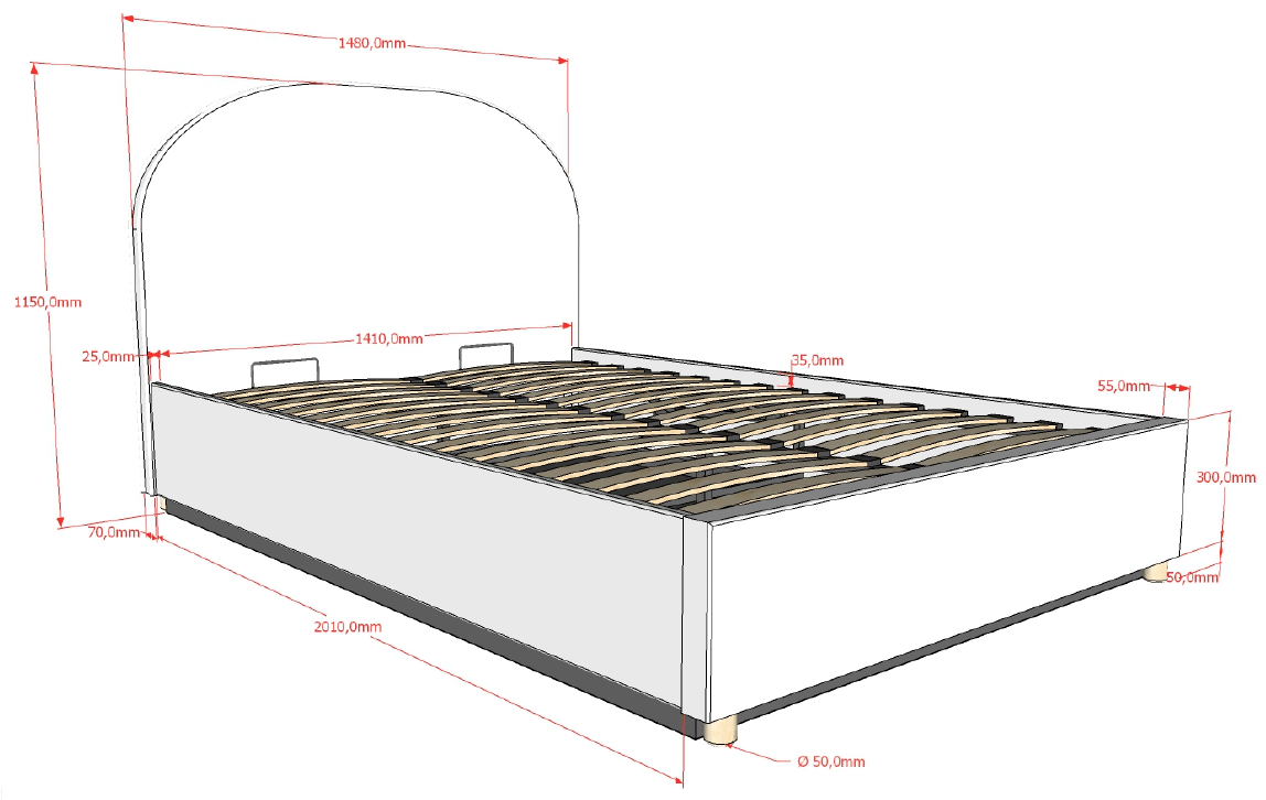 VIPACK - Lit LUNE Stokage 140 X 200 Cm Blanc - Les Petits