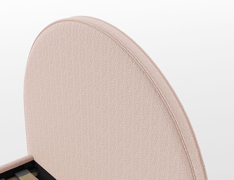 VIPACK - Lit LUNE Stokage 140 X 200 Cm Rose Bouclé - Les Petits