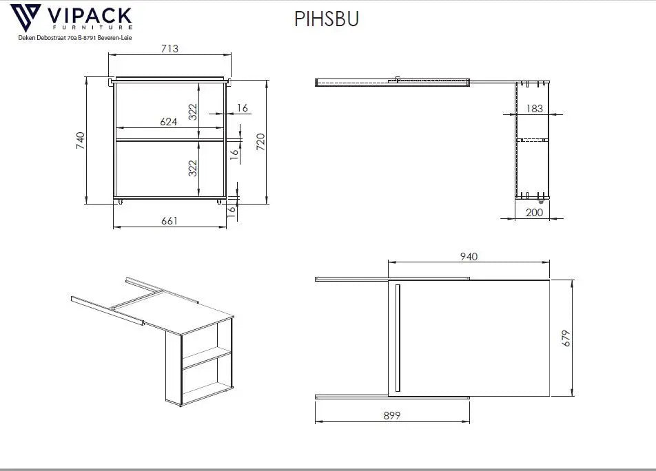 VIPACK - Lit Mezzanine Mi - Hauteur (H 115CM) SCOTT Avec Échelle 90 X 200 cm Blanc