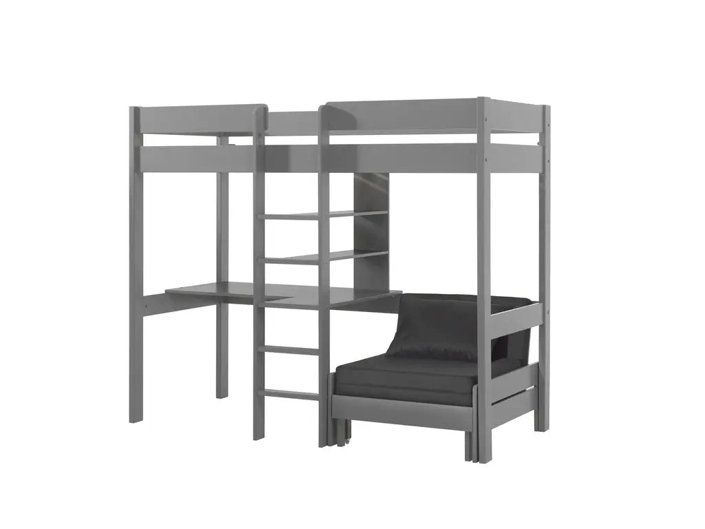 Lit Mezzanine PINO Avec Fauteuil 90 X 200 cm Gris VIPACK