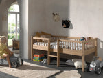 VIPACK-Lit Mi-Hauteur Bas Avec Échelle Forrest – 90 x 200 Cm – En Chêne