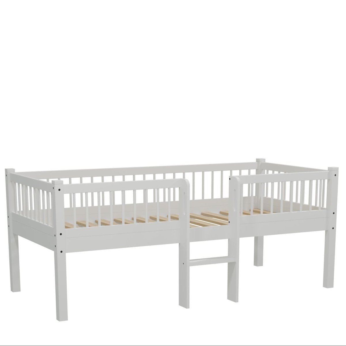 VIPACK-Lit Mi-Hauteur Bas Avec Échelle Forrest – 90 x 200 Cm – En Hêtre Blanc