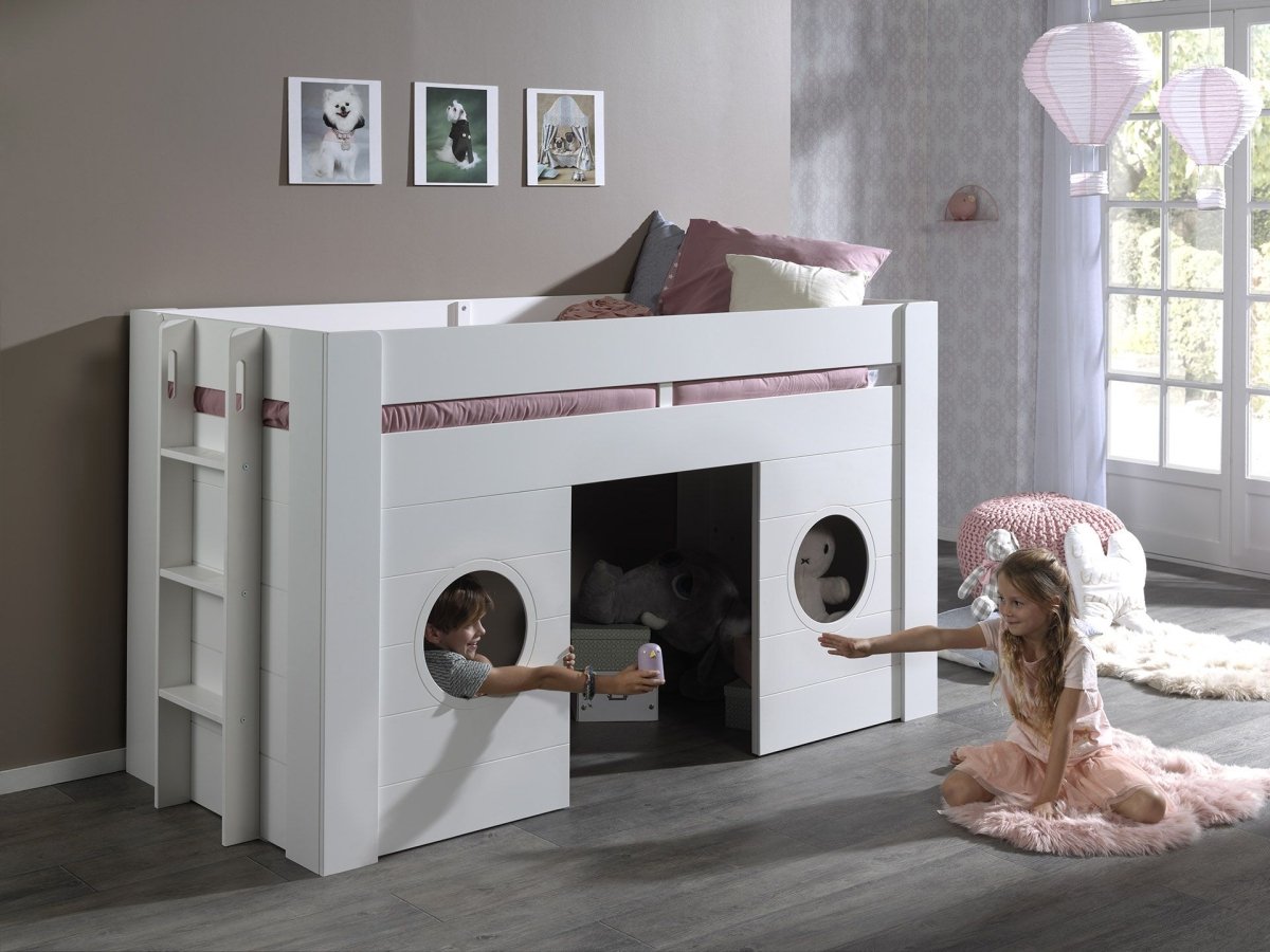 VIPACK - Lit Mi - Hauteur FREYA 90 X 200 Cm Blanc