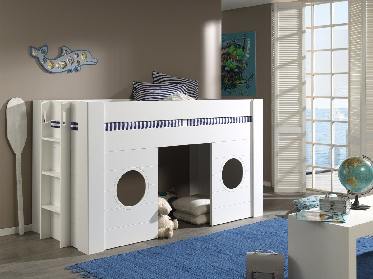 VIPACK - Lit Mi - Hauteur FREYA 90 X 200 Cm Blanc