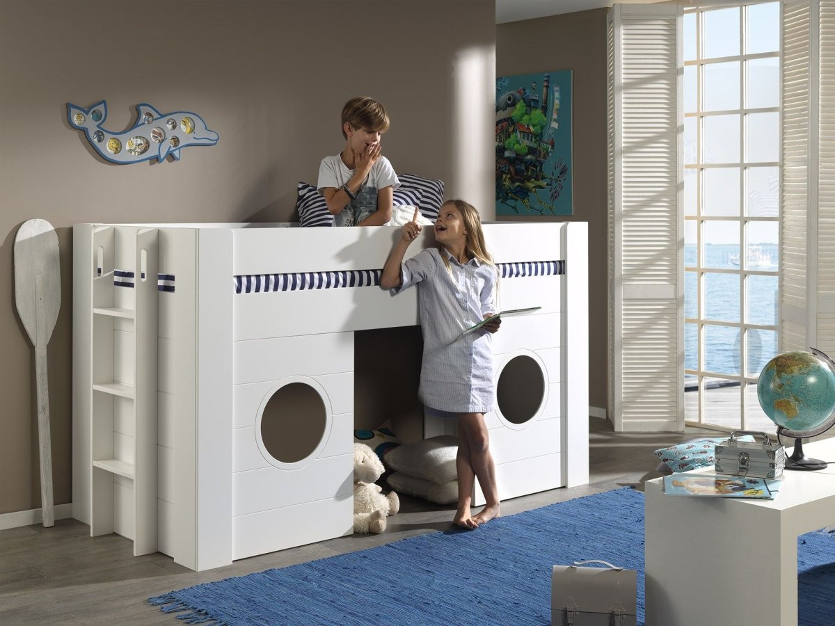 VIPACK - Lit Mi - Hauteur FREYA 90 X 200 Cm Blanc