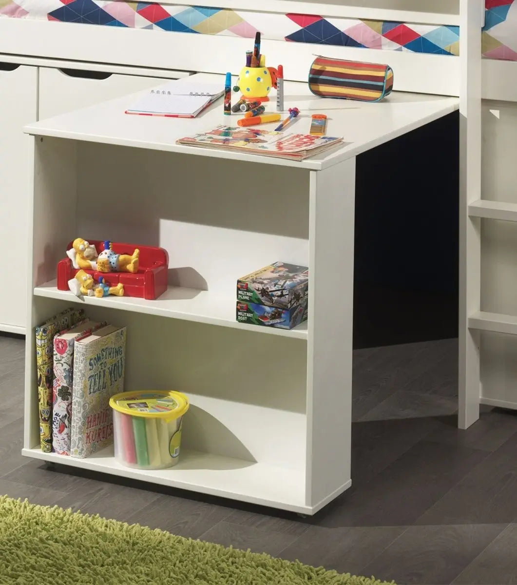 VIPACK - Lit Mi - Hauteur (H 115cm) PINO Avec Échelle 90 X 200 cm Blanc