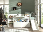 VIPACK - Lit Mi - Hauteur (H 85cm) PINO Avec Toboggan 90 x 200 cm Blanc