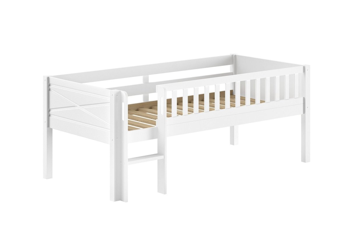 VIPACK - Lit Mi - Hauteur (H 85cm) SCOTT Avec Échelle 90 X 200 cm Blanc