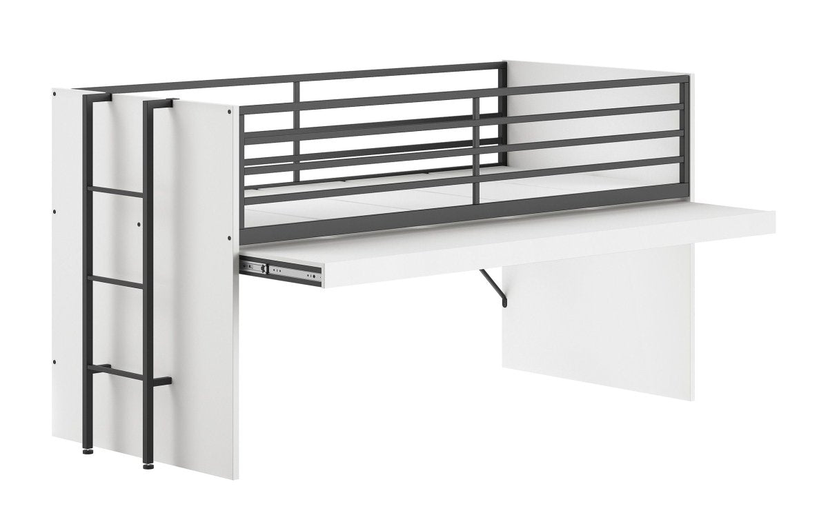 VIPACK - Lit Mi - Hauteur SAM (85) 90 X 200 cm Blanc