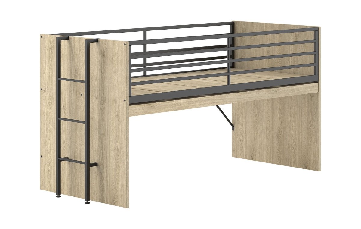 VIPACK - Lit Mi - Hauteur SAM (85) 90 X 200 cm Chêne