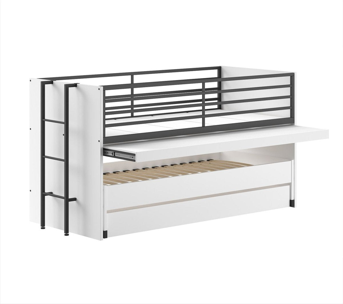 VIPACK - Lit Mi - Hauteur SAM (86) 90 X 200 cm Blanc