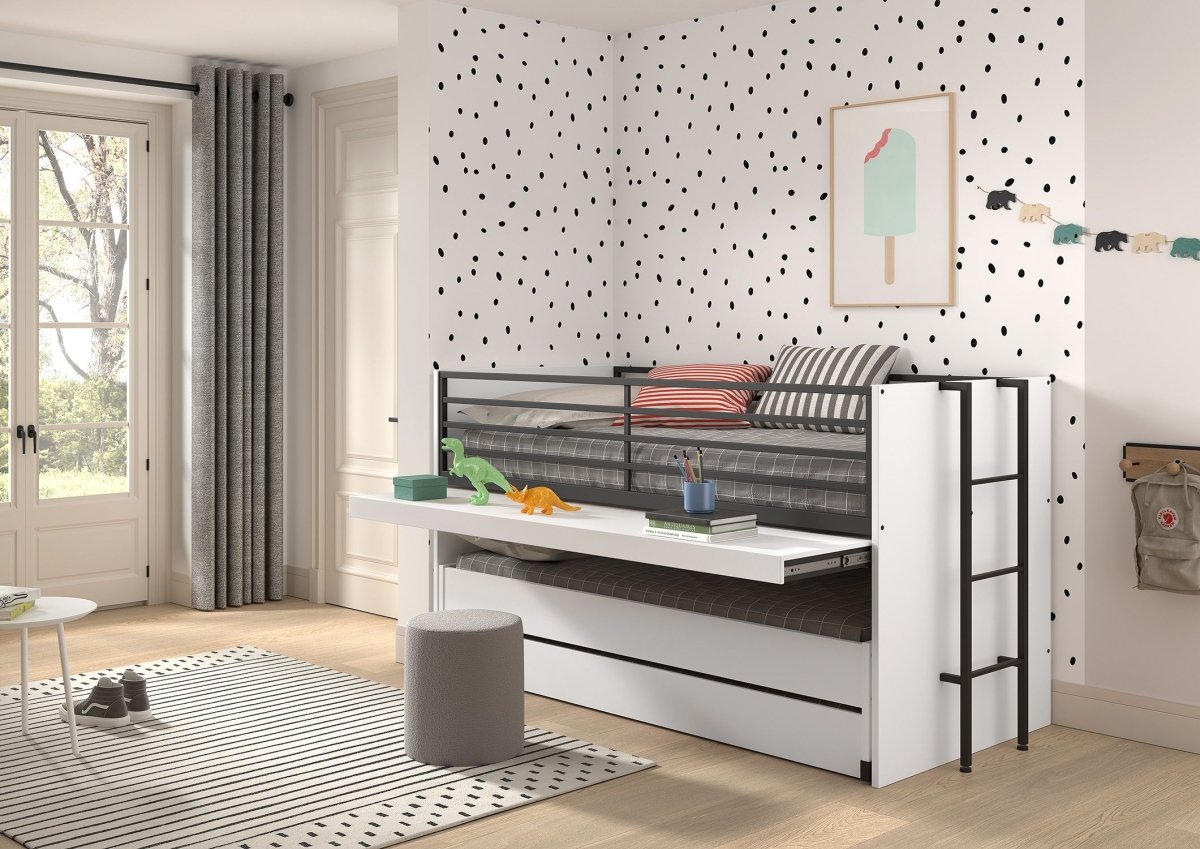 VIPACK - Lit Mi - Hauteur SAM (86) 90 X 200 cm Blanc