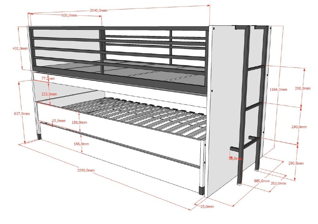 VIPACK - Lit Mi - Hauteur SAM (86) 90 X 200 cm Blanc