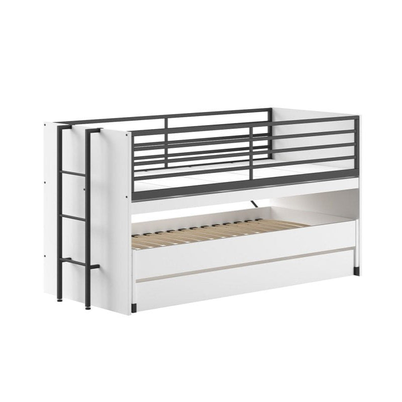 VIPACK - Lit Mi - Hauteur SAM (86) 90 X 200 cm Blanc