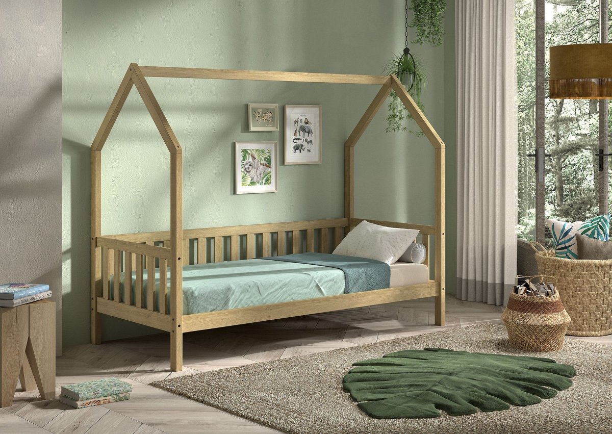 VIPACK - Lit Nature Avec Grille 90 X 200 cm Chêne