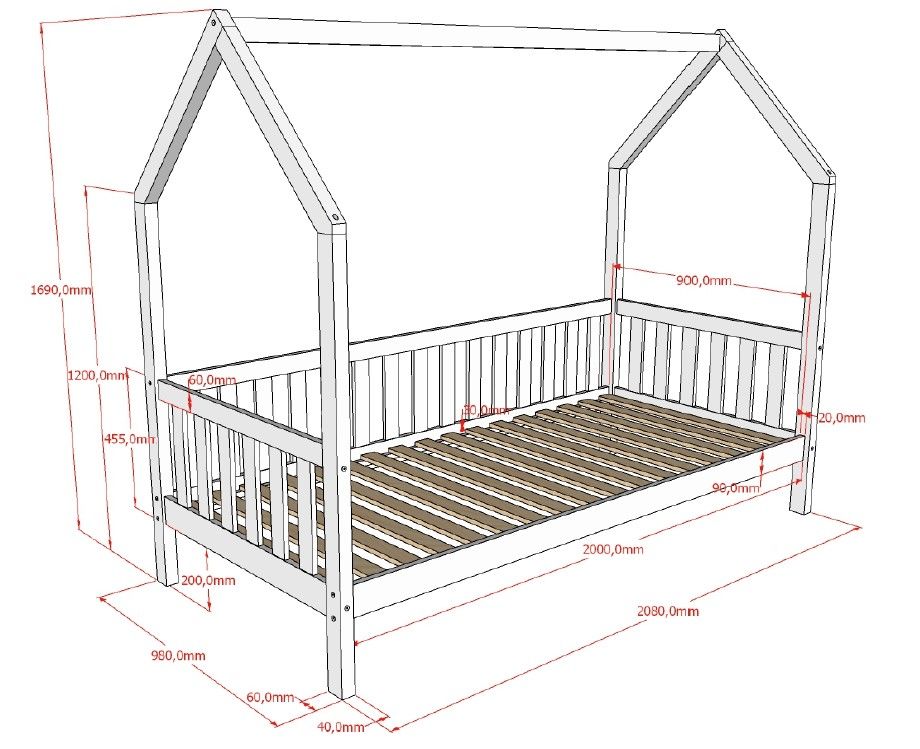 VIPACK - Lit Nature Avec Grille 90 X 200 cm Chêne