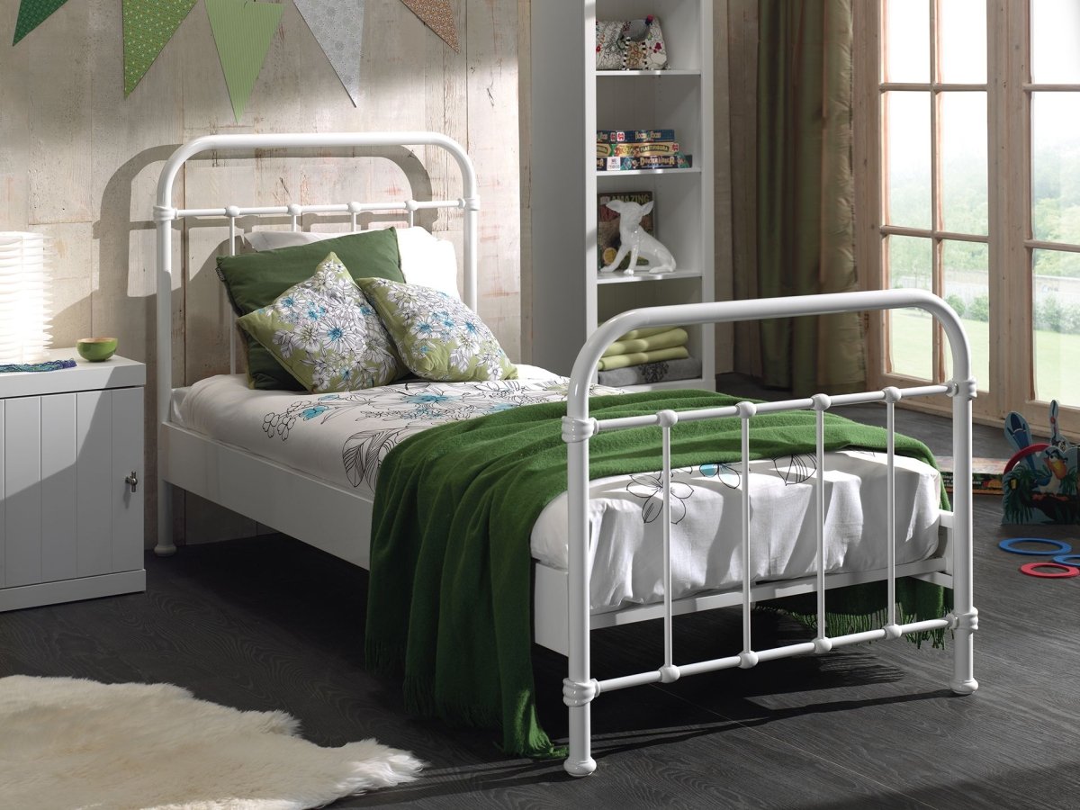 VIPACK - Lit NEW YORK 90 X 200 Cm - Blanc