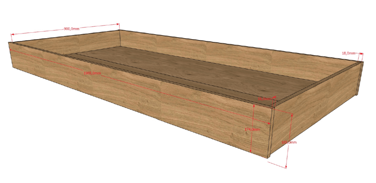 VIPACK - Lit SAM 90 X 200cm Chêne