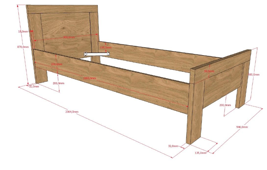 VIPACK - Lit SAM 90 X 200cm Chêne