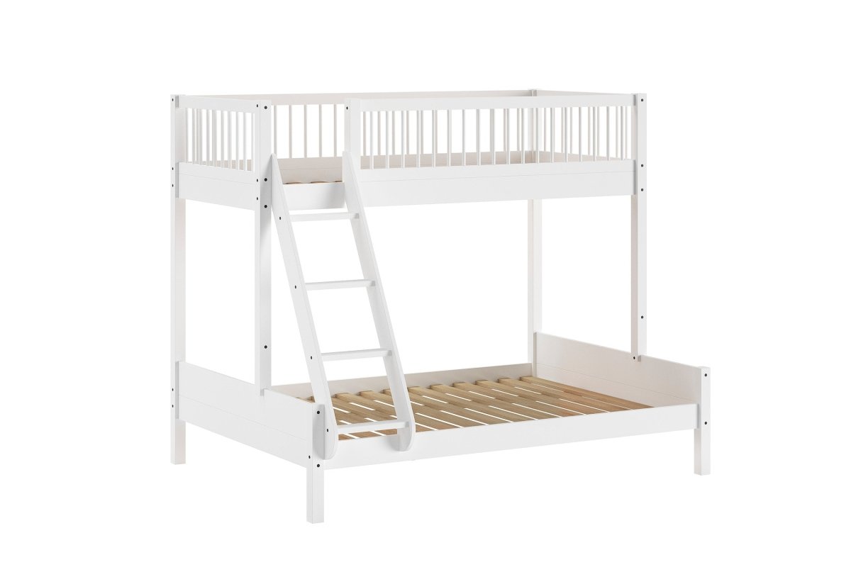 VIPACK-Lit Superposé Familial Forrest – 140 x 200 Cm + 90 x 200 Cm – En Hêtre Blanc