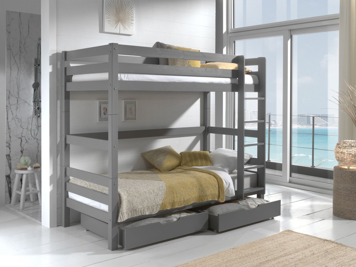 VIPACK - Lit Superposé (H 180cm) PINO 90 X 200 cm Gris