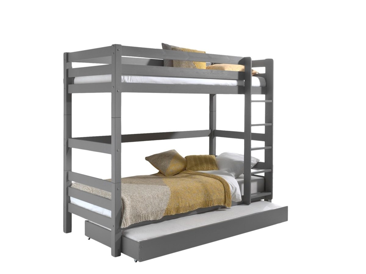 VIPACK - Lit Superposé (H 180cm) PINO 90 X 200 cm Gris