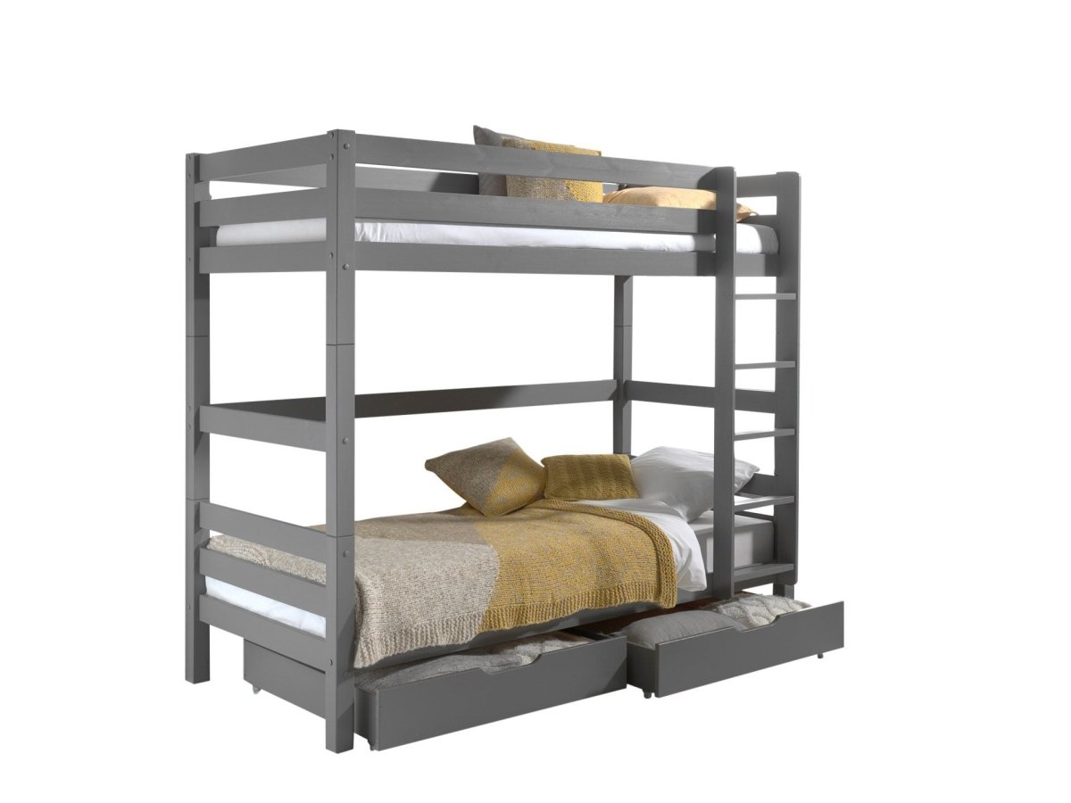 VIPACK - Lit Superposé (H 180cm) PINO 90 X 200 cm Gris