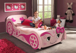 VIPACK - Lit Voiture LOVE LIT 90x200cm Rose Avec Matelas Assorti