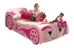 VIPACK - Lit Voiture LOVE LIT 90x200cm Rose Avec Matelas Assorti