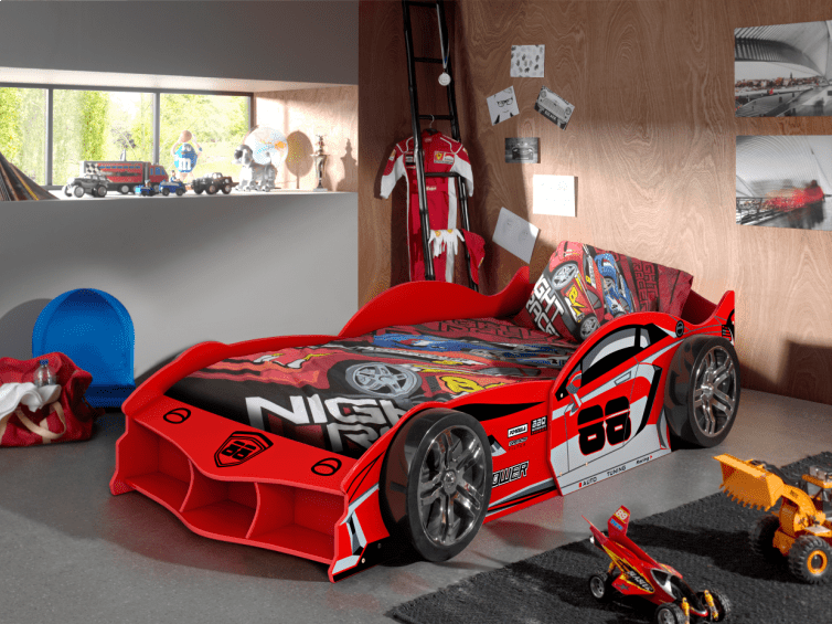 VIPACK - Lit Voiture Max 90 X 200cm Rouge