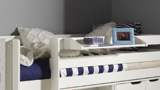VIPACK - Lit Mi - Hauteur (H 85cm) PINO Avec Toboggan 90 x 200 cm Blanc