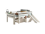 VIPACK - Lit Mi - Hauteur (H 85cm) PINO Avec Toboggan 90 x 200 cm Blanc
