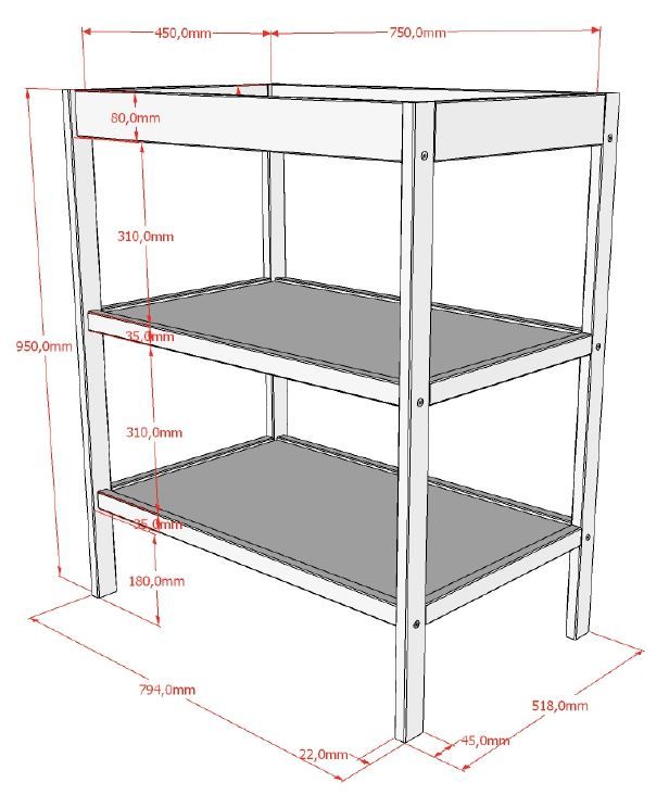 VIPACK - Table À Langer DINO Anthracite