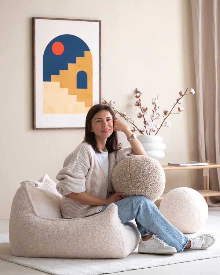 WIGIWAMA - Coussin Boule Molletonné - Blanc Crème