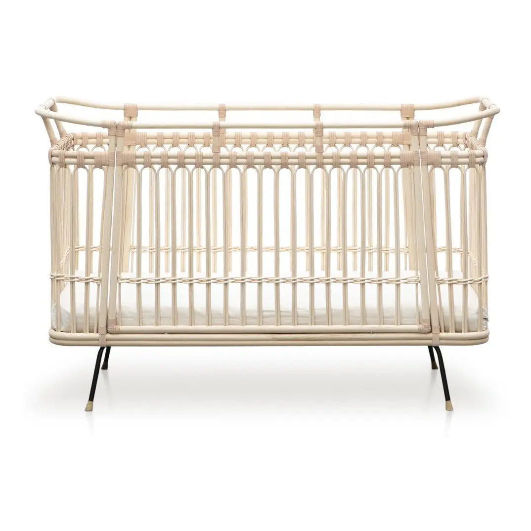 BERMBACH HANDCRAFTED - Lit Bébé Et Matelas Paul Rattan Evolutive