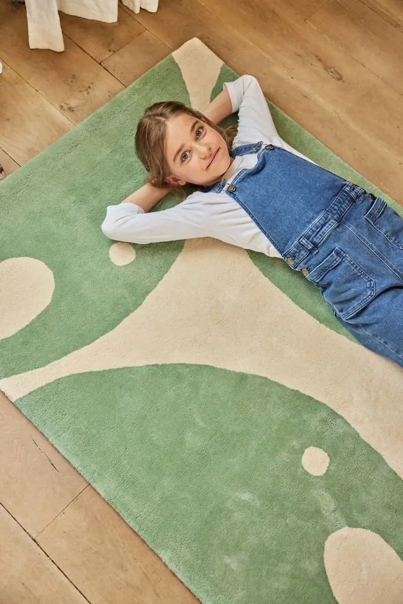 BLEUU - STUDIO - Tapis Enfant Elephant Vert 120 x 170 Cm
