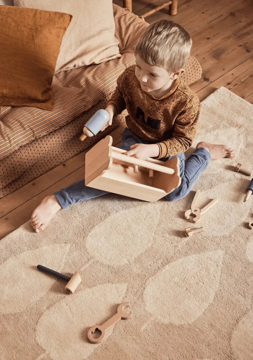 BLEUU - STUDIO - Tapis Enfant Forêt Beige 100 x 130 Cm