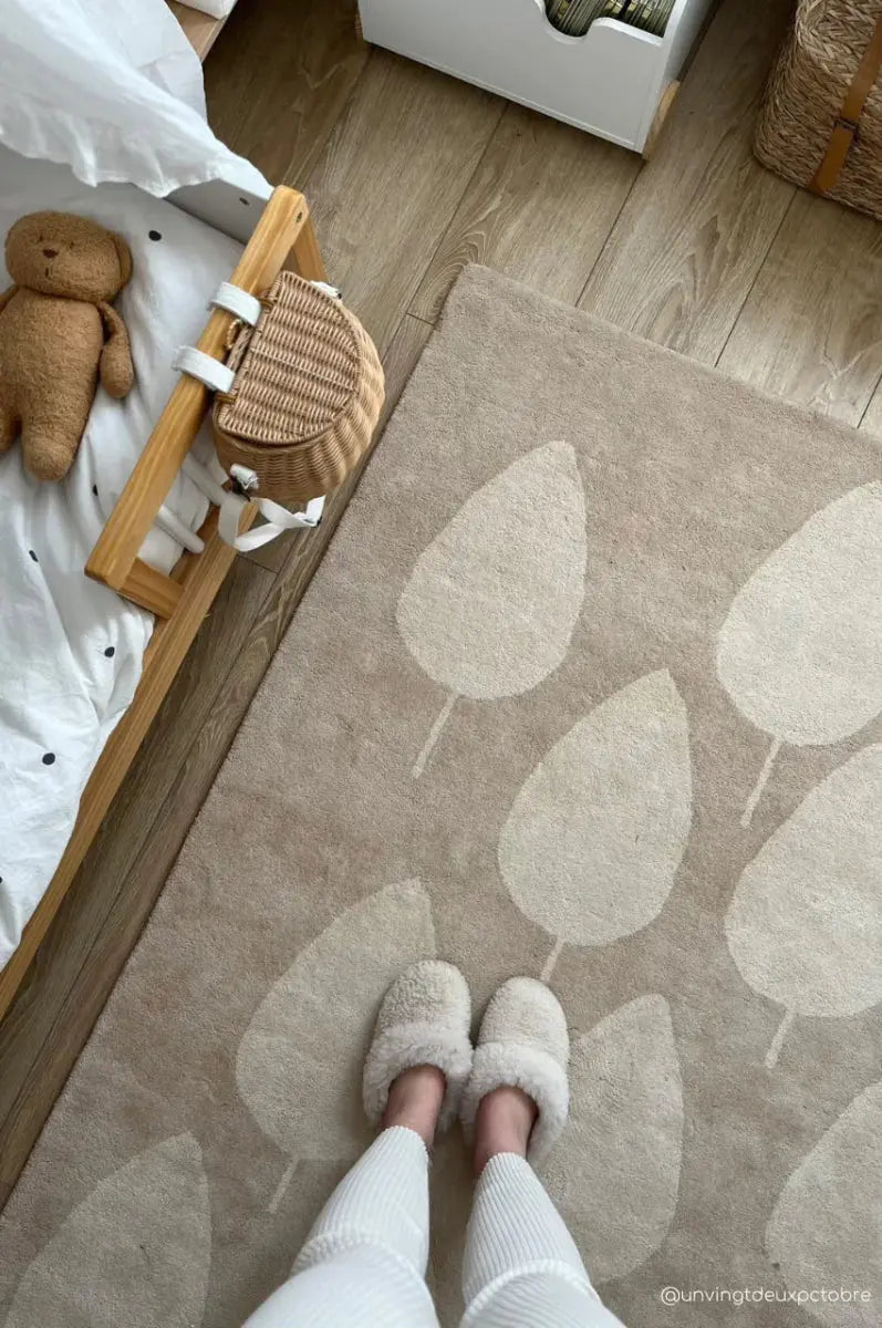 BLEUU - STUDIO - Tapis Enfant Forêt Beige 100 x 130 Cm