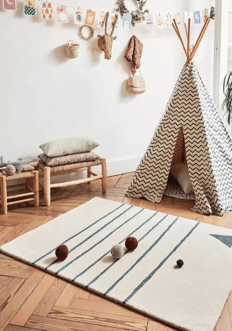 BLEUU - STUDIO - Tapis Enfant Marin Kaki 100 x 130 Cm