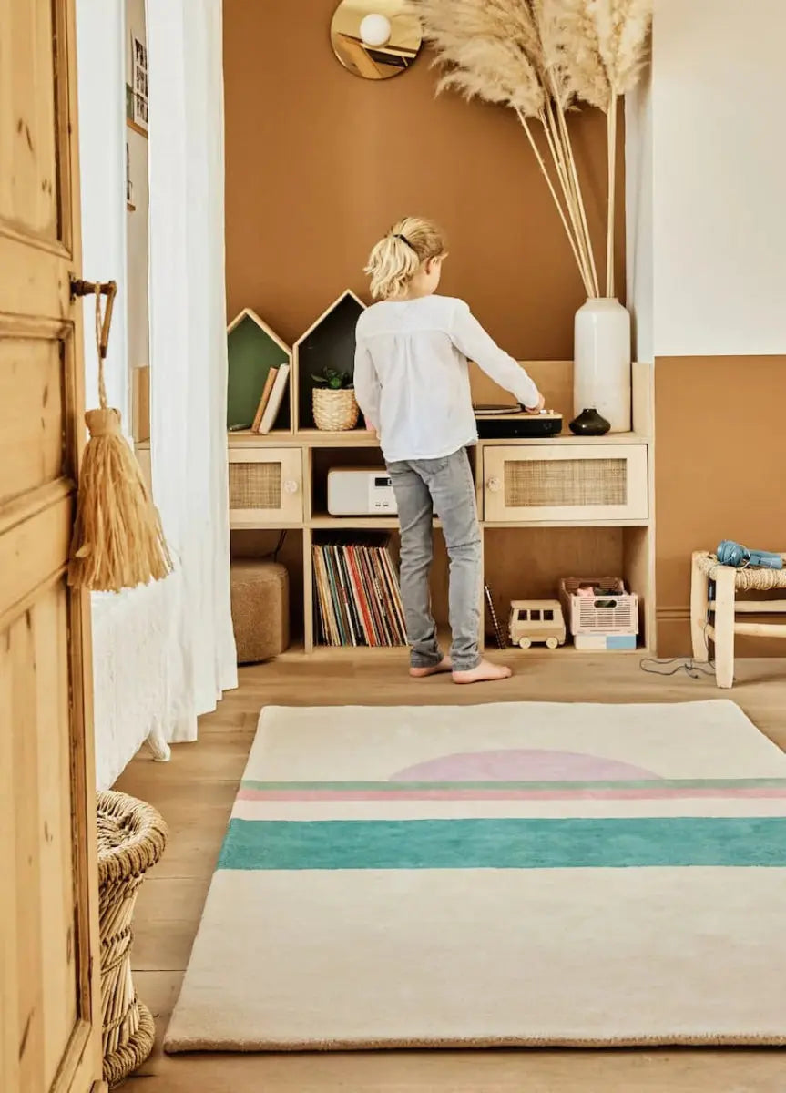 BLEUU - STUDIO - Tapis Enfant Sunset Rose/vert 120 x 170 Cm