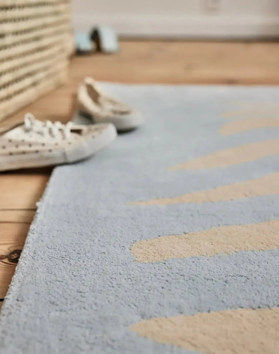 BLEUU - STUDIO - Tapis Enfant Zebre Bleu 100 x 130 Cm