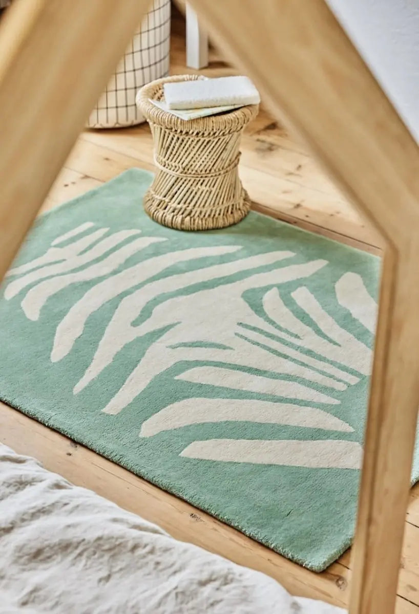 BLEUU - STUDIO - Tapis Enfant Zebre Vert 100 x 130 Cm