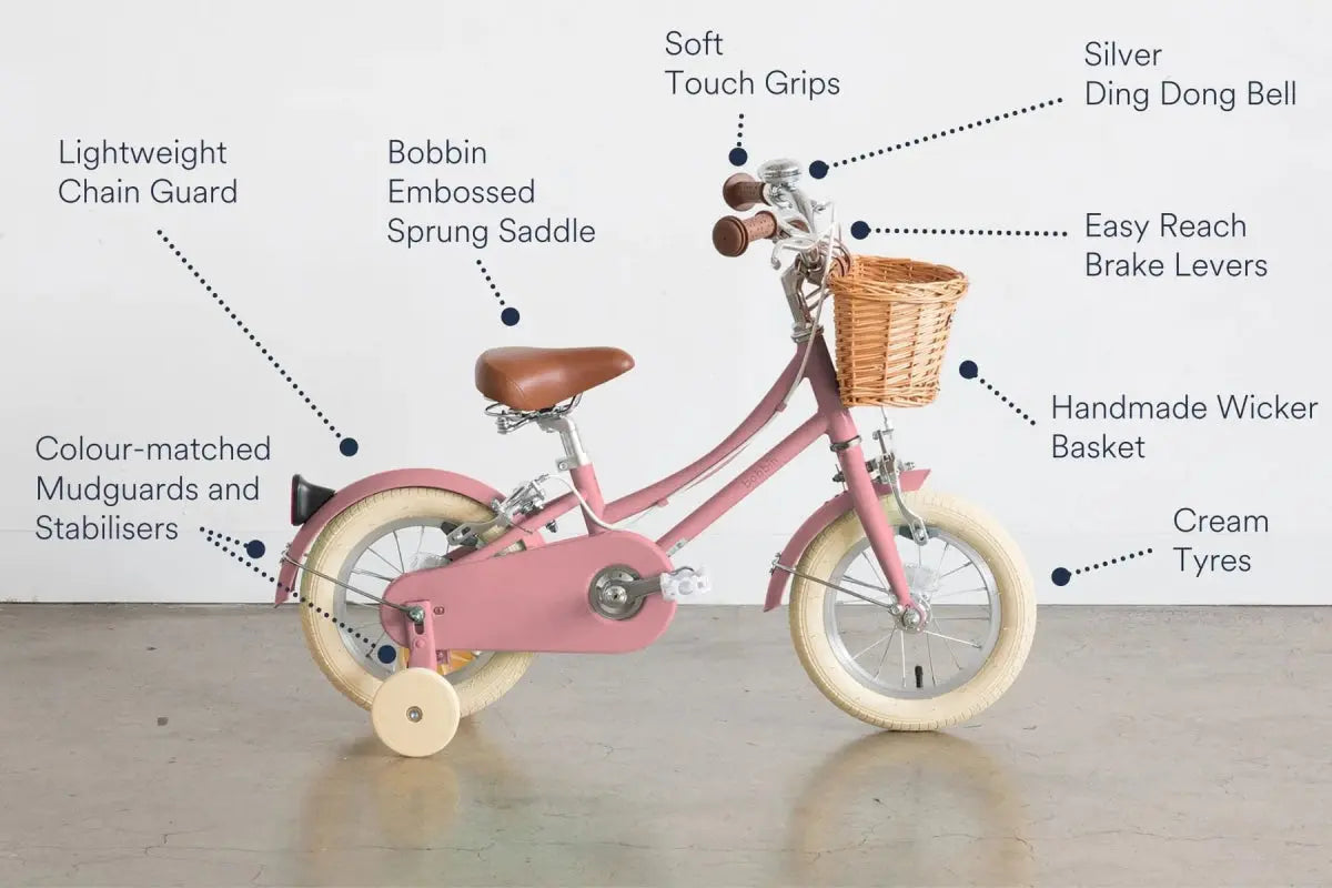 BOBBIN BIKES - Vélo Enfant Gingersnap 12" - Rose Pâle