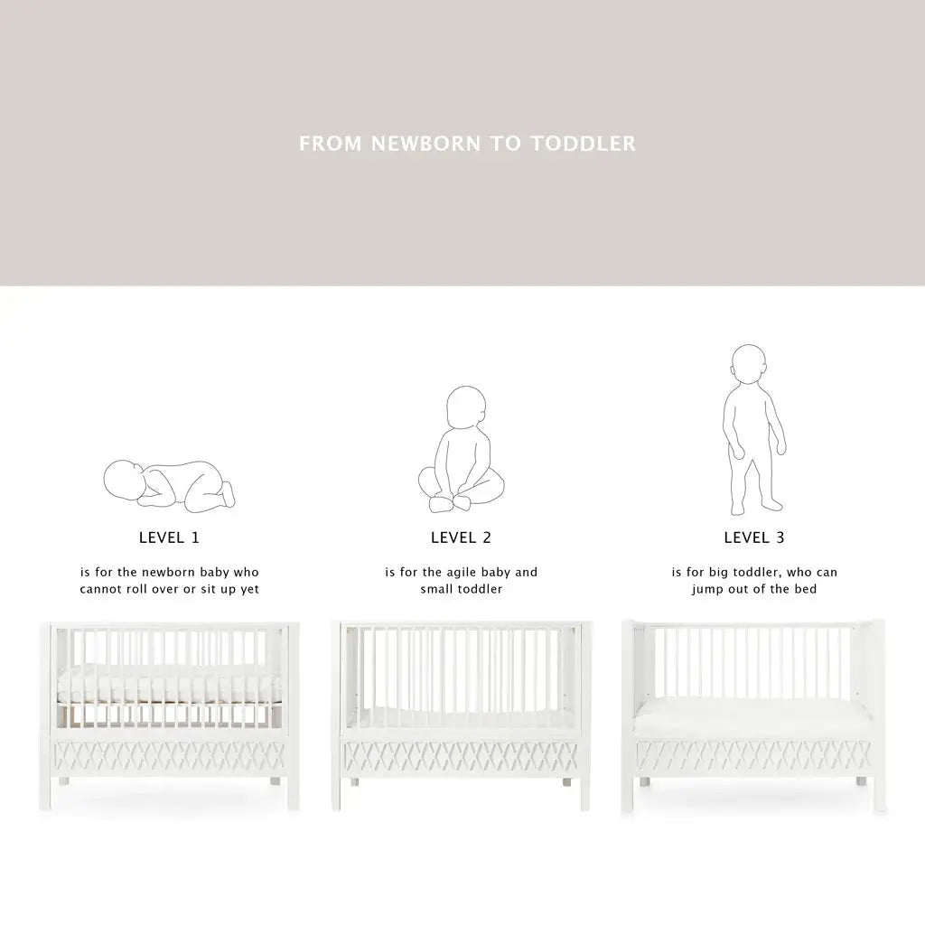 CAM CAM - Lit Bébé Evolutif Harlequin 60x120 Cm - Blanc