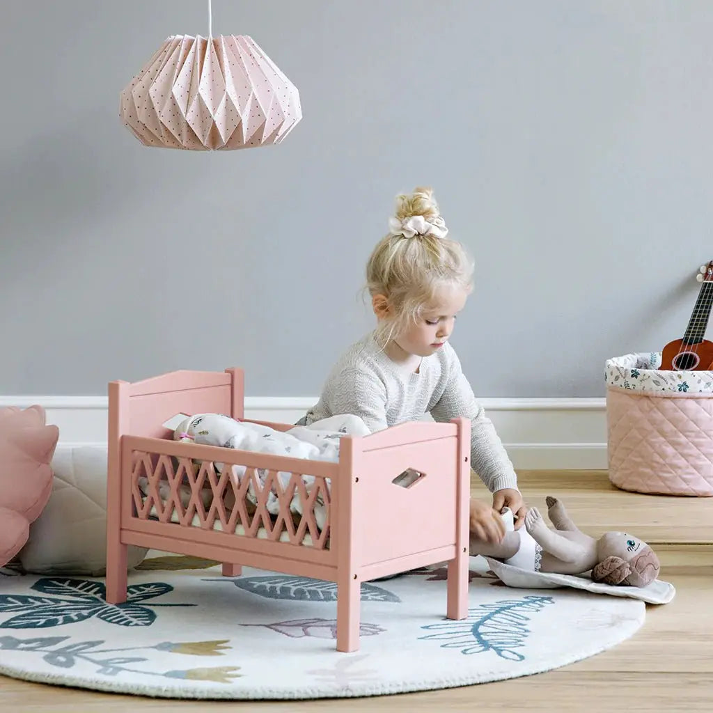 CAM CAM - Lit De Poupée en Bois Harlequin - Rose