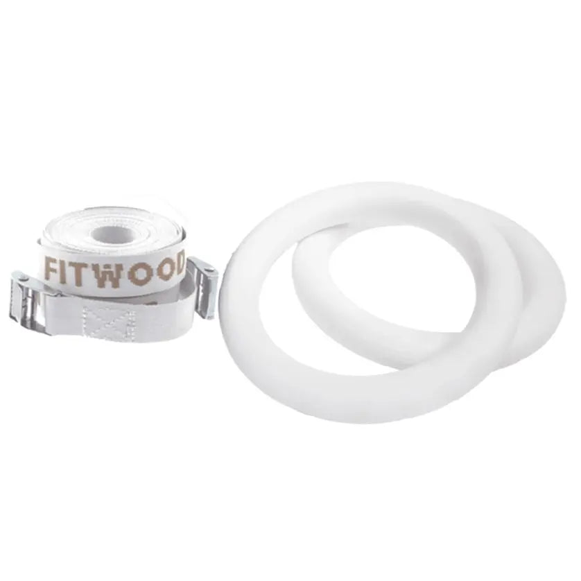 FITWOOD - Anneaux De Gymnastique Miniatures - Blancs Et Sangles Blanches