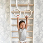 FITWOOD - Mini Anneaux De Gymnastique - Bois Et Sangles Blanches